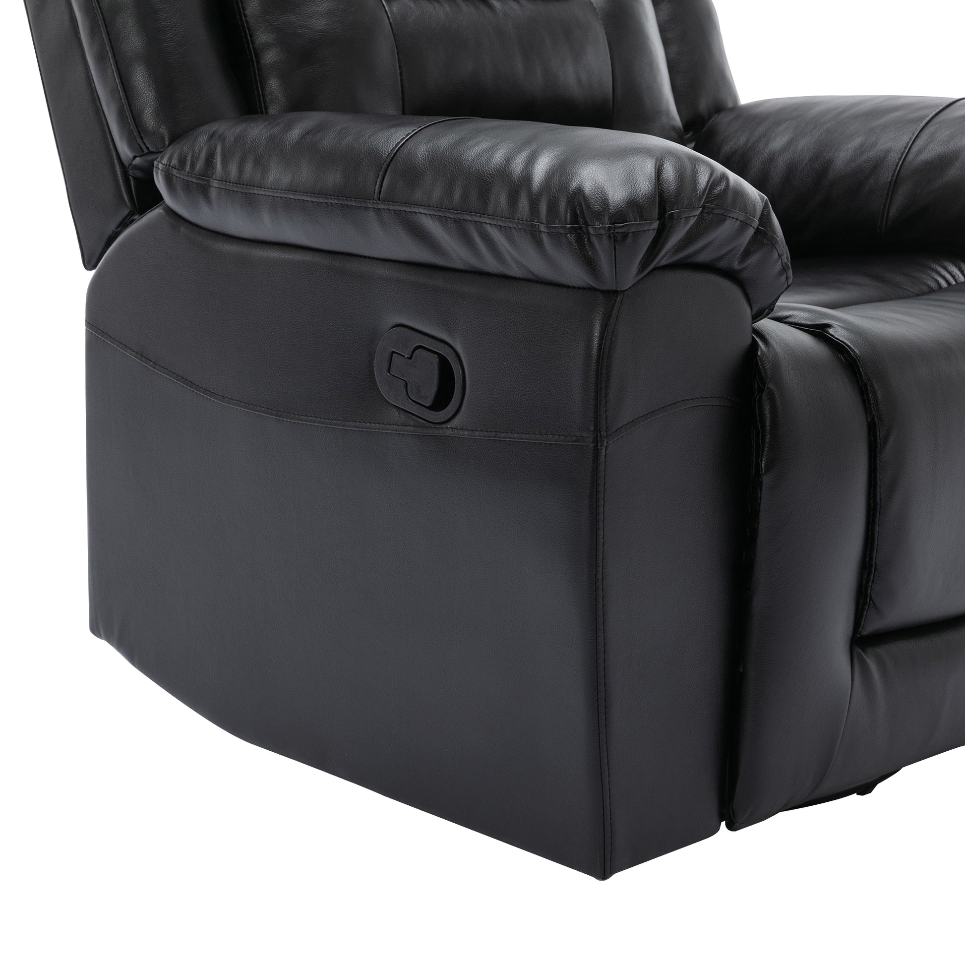 3 Seater Home Theater Recliner Manual Recliner Chair With Two Built In Cup Holders For Living Room,Bedroom, Black Old Sku:Pp302955Aab Black Foam Pu