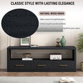 Mirod Stylish Tv Stand With Large Storage,Classic Design With Three Drawers And Spacious Surface,Minimalist Metal Handles,Versatile As Tv Console Or Side Cabinet Black 70 79 Inches Mdf