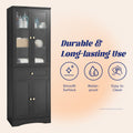 Tall Bathroom Storage Cabinet, Cabinet With Four Doors And Drawers, Adjustable Shelf, Mdf Board, Black Black Mdf