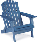 Oversize Wooden Outdoor Folding Adirondack Chair With Pre Assembled Backrest & Seatboard, Wood Patio Chair For Garden Backyard Porch Pool Deck Firepit No Adirondack Blue Garden & Outdoor Solid Wood