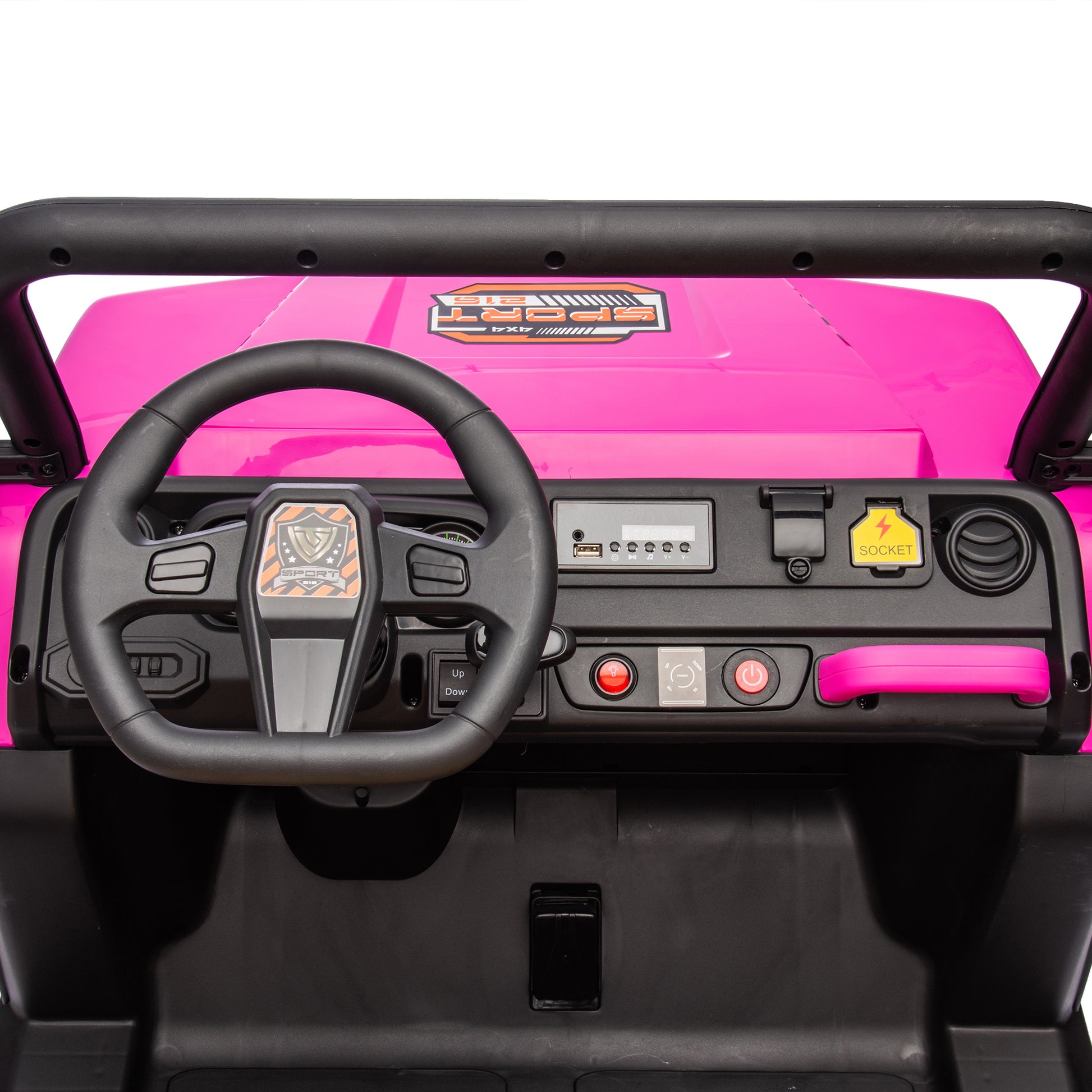 24V Xxxl Kids Ride On Utv W Parents Remote Control,Two Seater,Automatic Tipping Bucket,Rear Wheel Suspension,Slow Start,Portable Handle,Safety Belt,Led Light,Usb,Mp3,Bluetooth,Horn For Kids Aged 3 8. Pink 50 99 Lbs Polypropylene