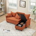 This 80 Inch Orange Corduroy L Shaped Sofa Comes With Two Small Throw Pillows That Can Be Converted Into A Sofa Bed For Storage Orange Corduroy 3 Seat