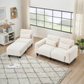The 84.6 Inch Beige Teddy Fleece Creative Sofa Can Be Assembled Into A Two Seater Sofa Plus A Single Couch With Three Waist Pillows To Perfectly Stretch Your Waist For Small Apartment Bedroom Spaces Beige Polyester Blend 4 Seat