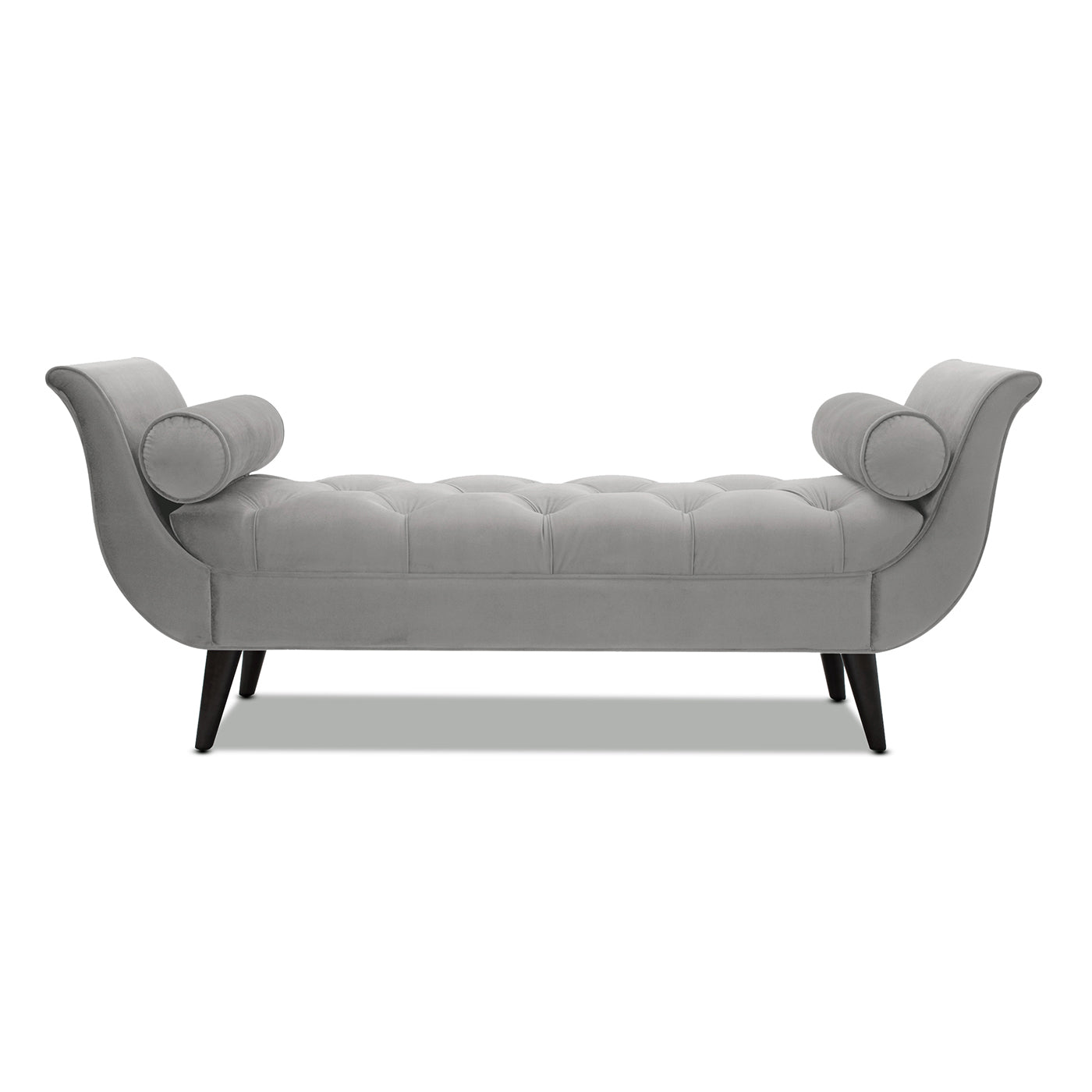 Alma Tufted Flared Arm Entryway Bench, Opal Grey Velvet Gray Foam Velvet