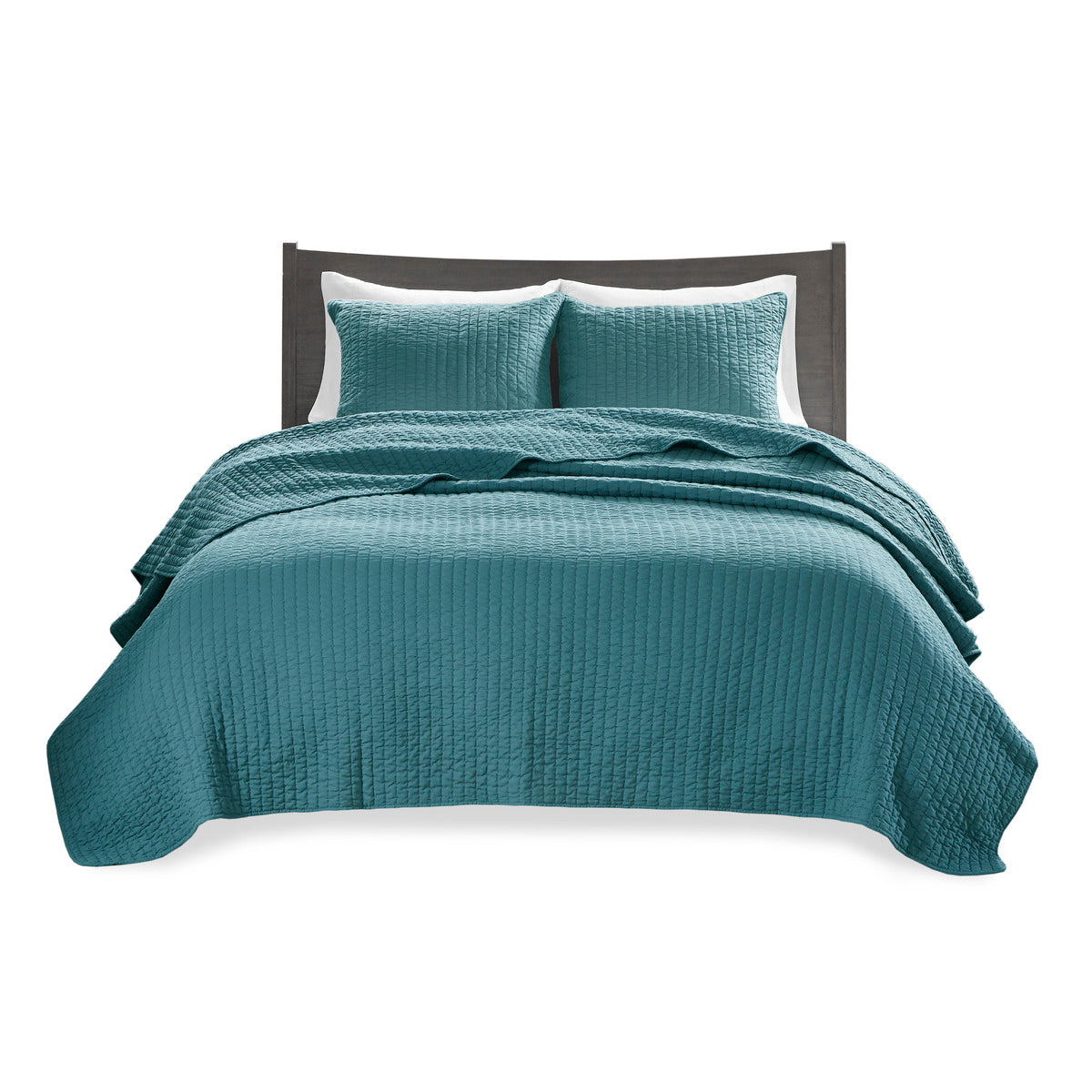 3 Piece Quilt Set Teal King Cal King King Teal Microfiber