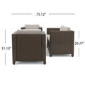 Puerta 4Pc Set Brown Rattan Waterproof Fabric