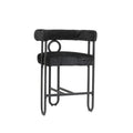 Coolmore Bar Stools Set Of 2, Modern Bar Stool With Back, Black Metal Frames, Upholstered Bar Stools For Kitchen Island, Pub, Club Black Chenille Black Foam Chenille