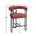Coolmore Bar Stools Set Of 2, Modern Bar Stool With Back, Black Metal Frames, Upholstered Bar Stools For Kitchen Island, Pub, Club Wine Red Pu Wine Red Foam Pu Leather