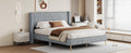 Queen Size Corduroy Platform Bed With Metal Legs, Gray Old Sku:Wf300238Aae Queen Gray Corduroy