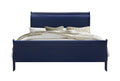 Charlston Blue King Bed With Led Blue Solid Wood Mdf