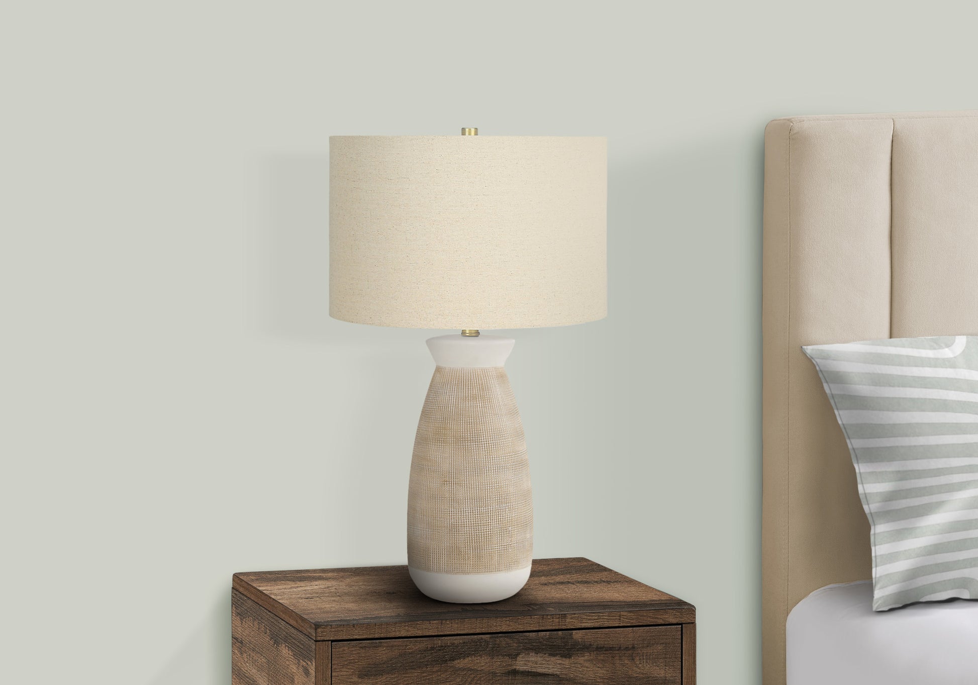 Lighting, 27"H, Table Lamp, Cream Ceramic, Beige Shade, Contemporary Cream Ceramic