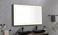 72 X 48 Inch Led Bathroom Mirror With Aluminum Frame, Wall Mounted Vanity Mirror, Anti Fog, Memory, 3 Colors, Stepless Dimmable Matte Black Aluminium,Glass