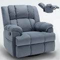 Manual Recliner Chair With Rocker And Swivel In Fabric For Living Room, Blue Blue Polyester Manual Handle Metal Primary Living Space Medium Firm Cushion Back Heavy Duty American Design Pine Pillow Top Arms Fiber Foam And Polyester Fiber Pad Fabric