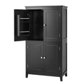 Elegant Bathroom Floor Storage Cabinet, Bathroom Storage Unit, Freestanding Cabinet With 4 Doors, Adjustable Shelves, Adaptable Shelves, Black Black Mdf