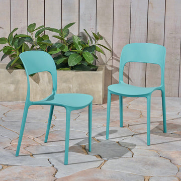 Katherina Injection Molding Pp Chair Set Of 2 Teal Polypropylene