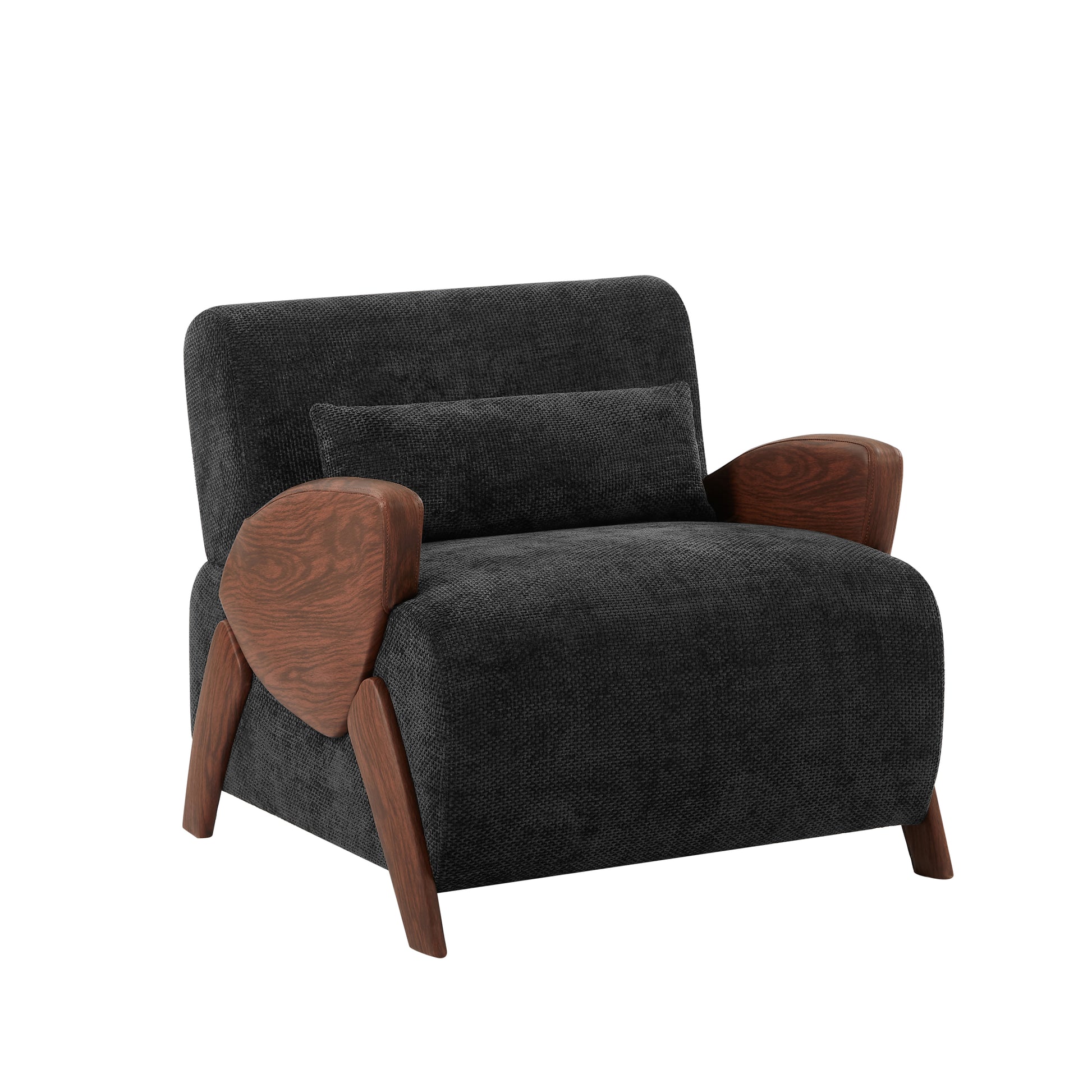 Modern Accent Armchair With Plush Cushioning, Comfortable Armrests, And Stylish Design For Living Room, Bedroom, Or Office Dark Grey Chenille