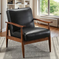 Archer Black Leather Gel Wooden Base Accent Chair Black Foam Faux Leather