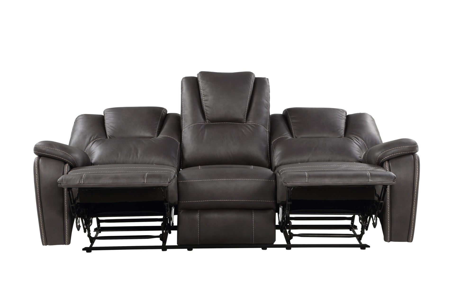 Katrine 3 Piece Living Room Set Charcoal Charcoal Faux Leather