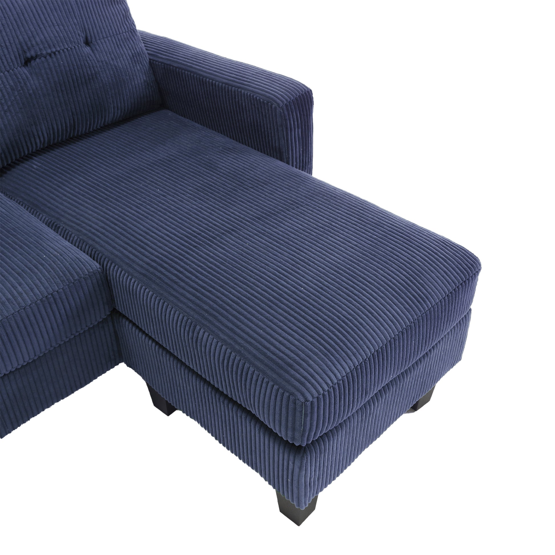 Velvet Sectional Couchl Shaped Sofa With Ottoman For Small Apartment Navy Velvet 3 Seat