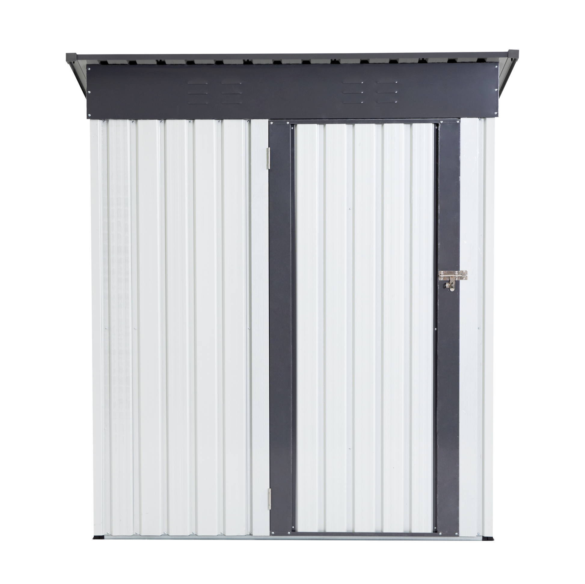 Xwt016 Garden Metal Storage Lifter Shed Gray White 5X3X6Ft Outdoor Storing Tools Rainproof Hinge Door Version Grey Metal