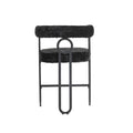 Coolmore Bar Stools Set Of 1, Modern Bar Stool With Back, Black Metal Frames, Upholstered Bar Stools For Kitchen Island, Pub, Club Black Chenille Black Primary Living Space Foam Chenille