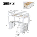 Twin Size Loft Bed With U Shaped Desk, Drawers And Storage Shelves, White Box Spring Not Required Twin White Wood Bedroom Solid Wood Mdf