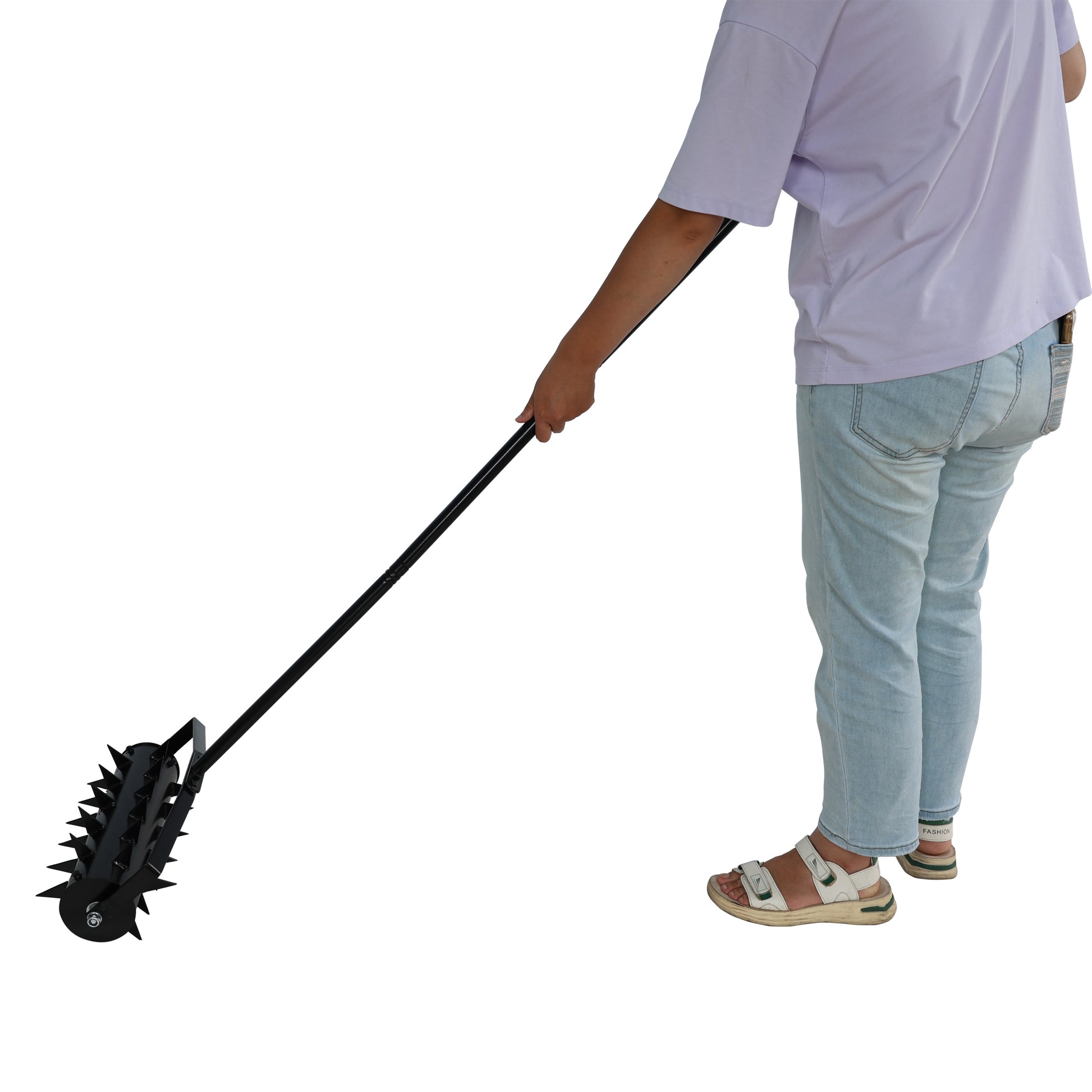 Lawn Aerators, Gardens, Yards, Loose Soil In Farmland,Gardening Lawn Aerator Tool, Upgraded Heavy Duty Aerator Lawn Soil Penetrator Spikes, For Garden Grass Patio Yard. Black Iron