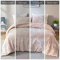 Crushed Velvet Sherpa Reversible Comforter Set Twin Pink Polyester