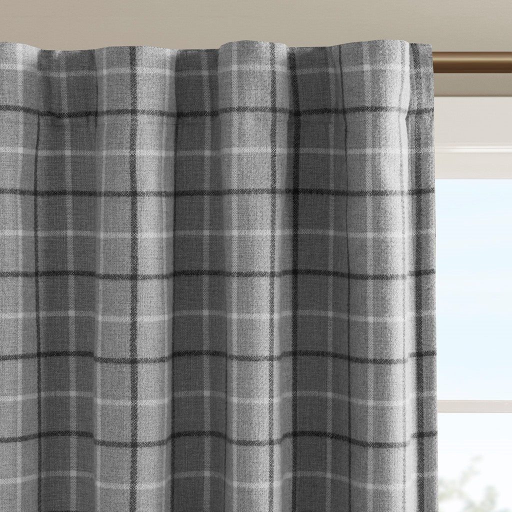 Plaid Rod Pocket And Back Tab Curtain Panel With Fleece Lining Only 1 Pc Panel Multicolor Polyester