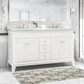 61'' Cararra White Marble Vanity Top&Ceramic Sink White Marble Marble