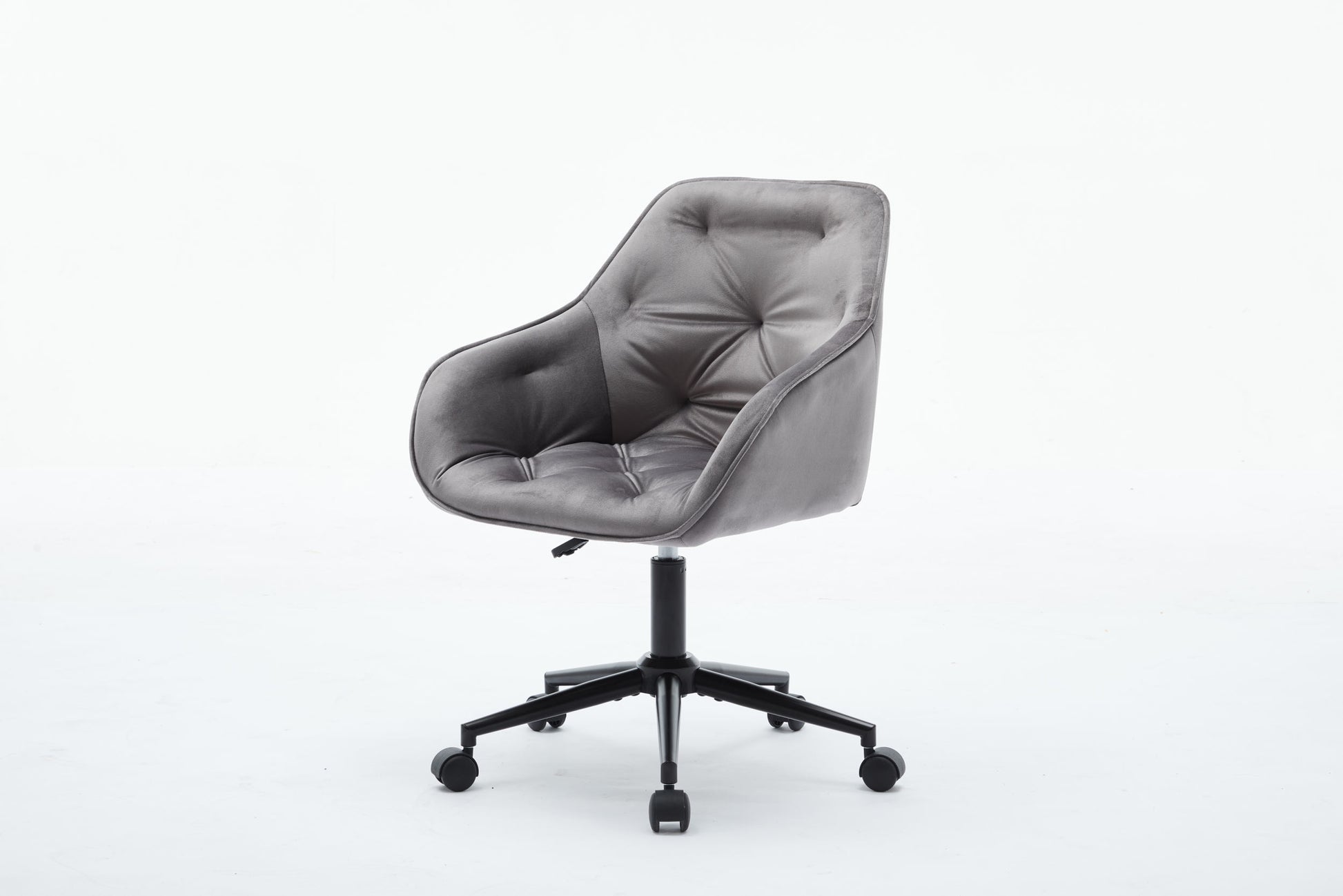 Velvet Home Office Chair, Modern Home Desk Chair With Wheelsvanity Chairs For Living Room, Bedroom,Study Room,Computer Chair Grey Fiber Foam And Polyester Fiber Pad Iron