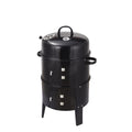 Outdoor Double Layer Grill, Charcoal Wood Fired Braising And Smoking Stove Black Garden & Outdoor American Traditional Steel