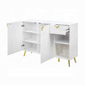 White High Gloss 2 Door Server With Drawer And Shelf White Dining Room Glam Cabinets Included Wood Metal