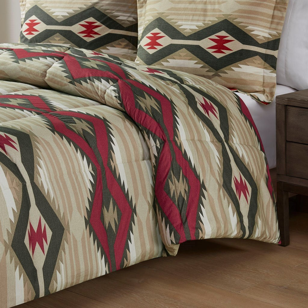 Down Alternative Comforter Set With Throw Pillow Queen Multicolor Polyester