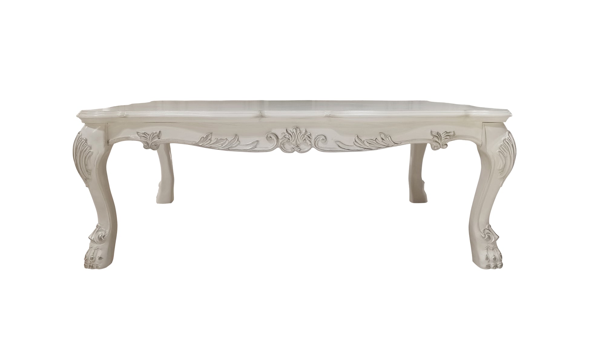 Bone White Coffee Table With Claw Leg White Primary Living Space Traditional Rectangular Wood