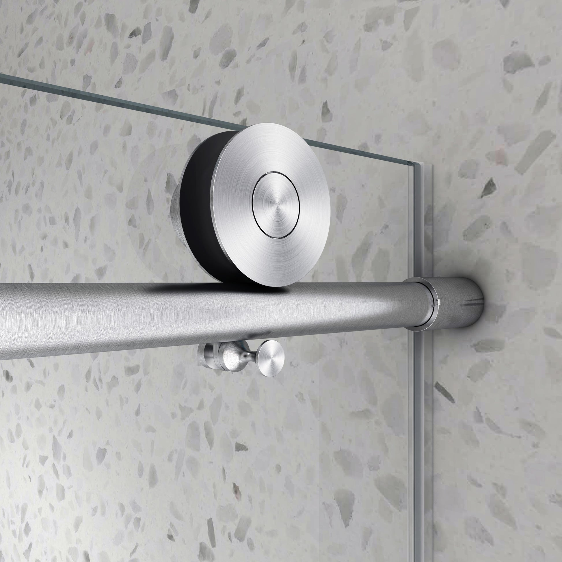 6076 Brushed Nickel Frameless One Fixed And One Shifted Shower Door, 70Mm 304 Stainless Steel Large Pulleys With Adjustable Soft Closing Function,Nano Easy Cleaning,Stick Explosion Proof Menbrance Brushed Nickel Bathroom American Design,Minimalist Glass