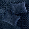 3 Piece Velvet Quilt Set Navy King Cal King King Navy Cotton