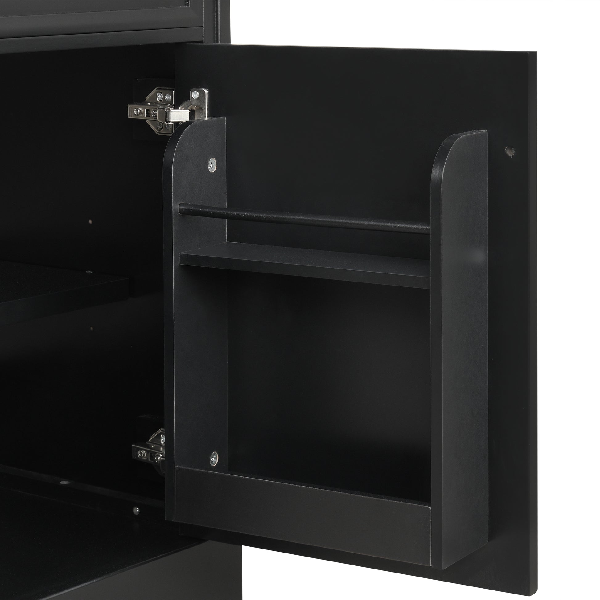 20" Bathroom Vanity With Sink, Bathroom Cabinet With Soft Closing Door, Storage Rack And Adjustable Shelve, Black Black Mdf