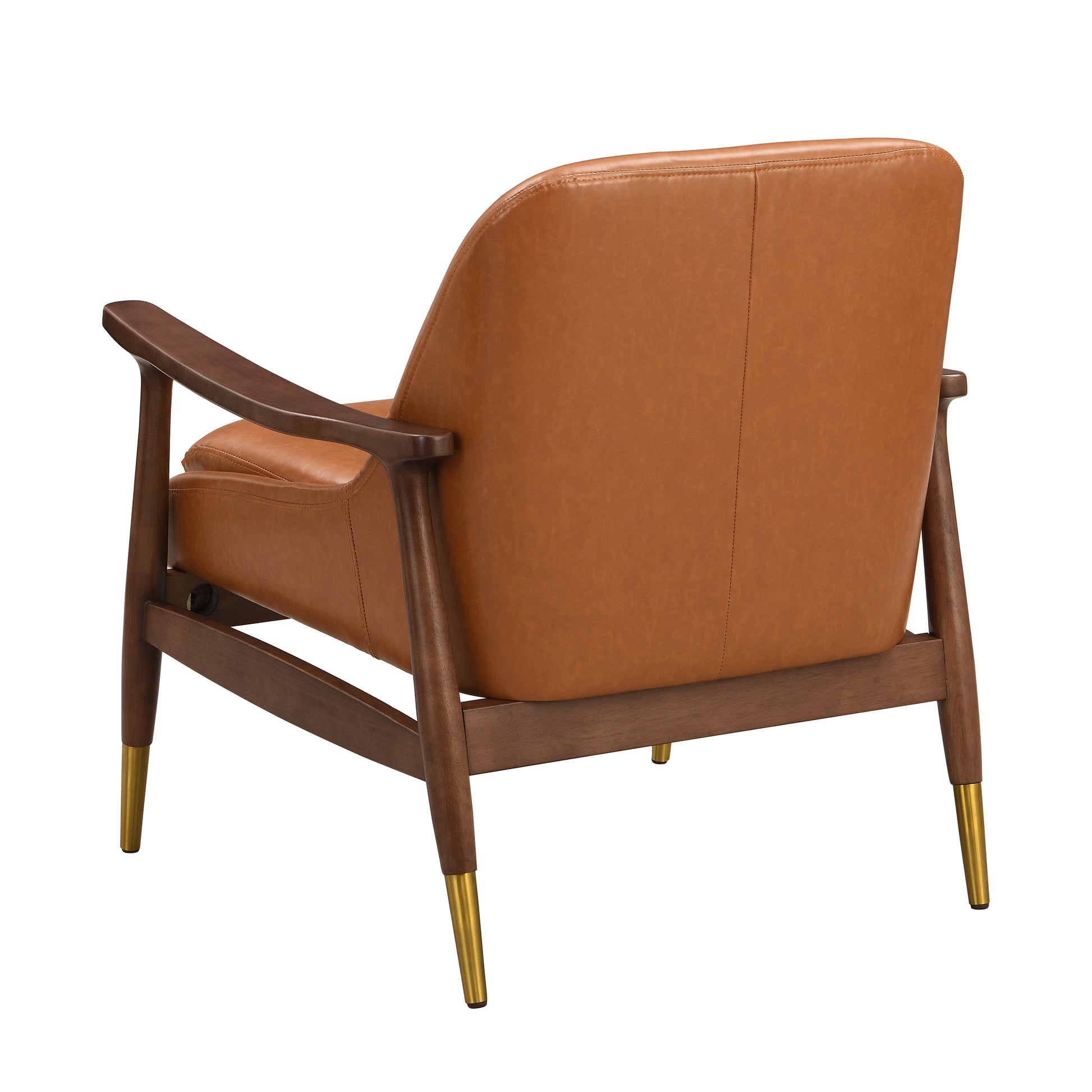 Amber Faux Leather Modern Lounge Chair Brown Pu Leather,Solid Wood