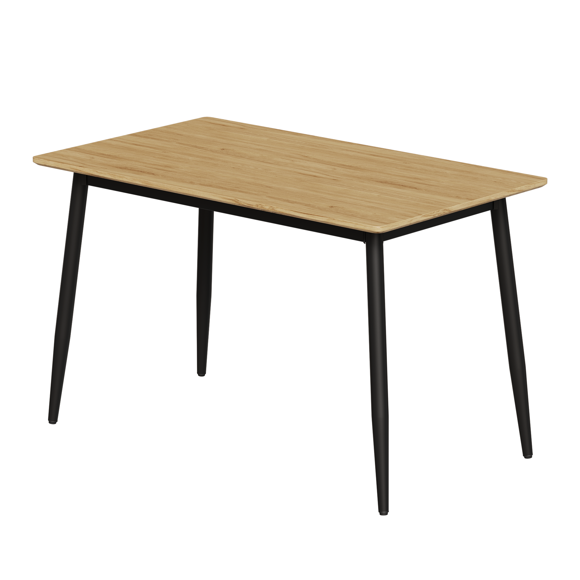 Modern Minimalist Wood Grain Tabletop Dining Table, Stylish Dining Table, Kitchen Dining Table, Sturdy And Durable, Easy To Assemble, Black Metal Leg Design, Suitable For 4 6 People, Suitable For