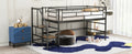 Mid Loft Bed With Storage Stairs, Twin, Black Twin Black Mdf Metal