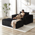 75 Inch Corduroy Sponge Sofa Lounge Chair With Removable Footrest,No Assembly Required,Fluffy Modern Sleeper Chair For Indoor Living Room Bedroom Black Foam Corduroy 1 Seat