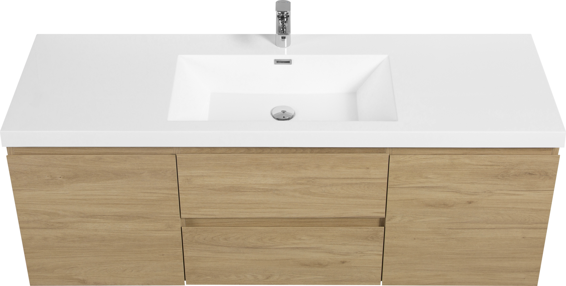 60" Floating Bathroom Vanity With Sink, Modern Wall Mounted Bathroom Storage Vanity Cabinet With Resin Top Basin And Soft Close Drawers, Natural Oak 24V11 60Sno 2 Oak 2 Bathroom Wall Mounted Melamine