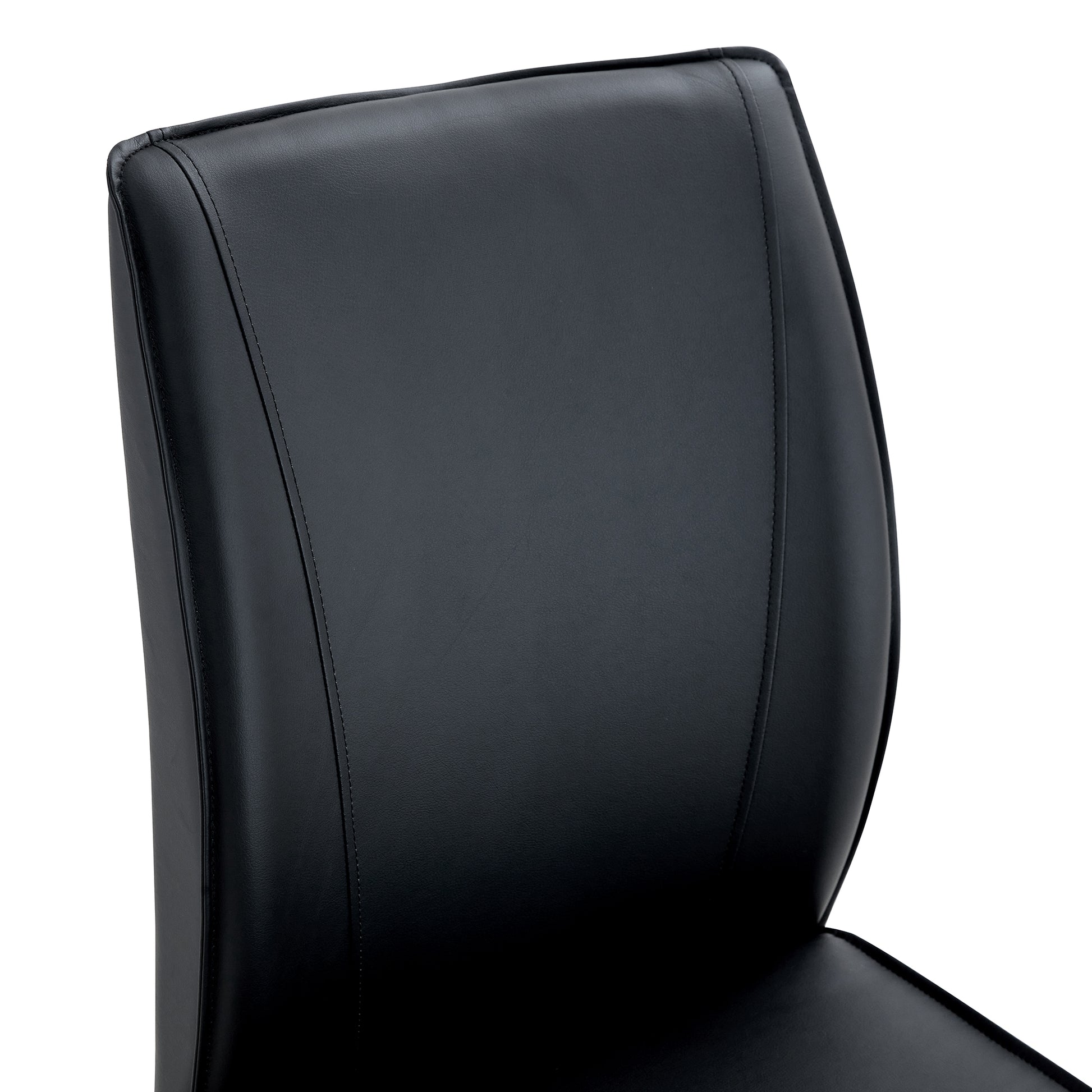 Luxury Simple Arch Chair Set Of 2 Black Pu Material High Resilience Dining Chair With Arched Metal Silver Leg. Black Silver Set Of 2 Metal,Pu