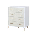 White And Champagne 4 Drawer Chest White Gold Bedroom Wood Metal