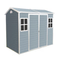 8X4Ft Resin Outdoor Storage Shed With Two Window And Double Door,Plastic Shed With Floor For Gargen,Patio,Yard,Lawn,Grey Grey Polypropylene