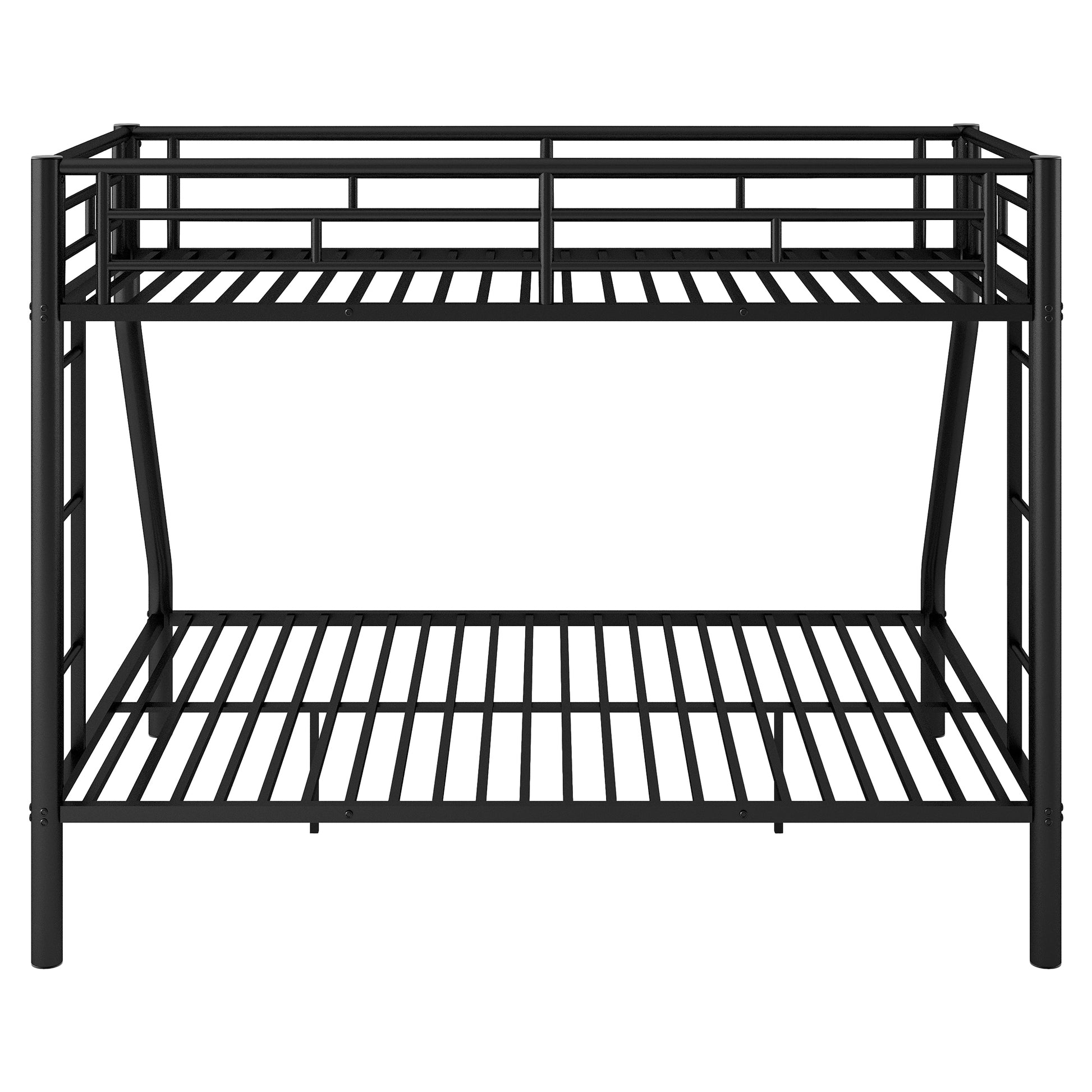 Twin Xl Over Queen Metal Bunk Bed With Ladder And Guardrails, Black Expected Arrival Time: 9.7 Box Spring Not Required Twin Xl Black Metal Metal