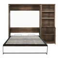 Full Size Half Self Close And Open Murphy Bed With 1 Side Cabinet Storage Shelf, Cabinet Space Saving Bed Perfect For Guest Room, Bed Room, Guest Room, Home Office, Brown Box Spring Not Required Full Brown Wood Brown Pine Murphy Solid Wood Mdf