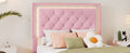 Twin Size Upholstered Bed Frame With Led Lights,Modern Velvet Platform Bed With Tufted Headboard,Pink Twin Pink Velvet