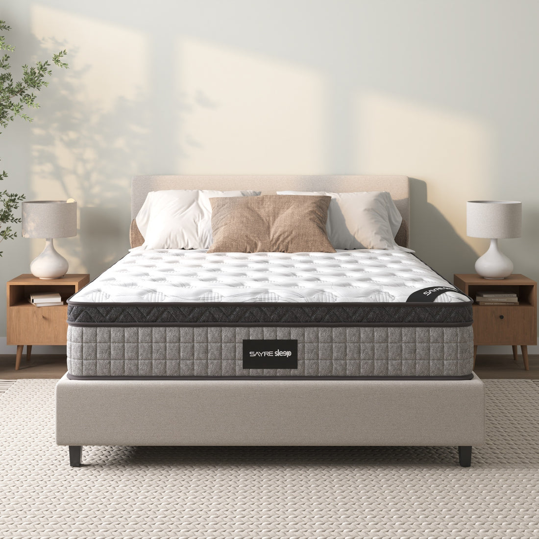 Assembled In Usa High Quality 12" King Diamond Innerspring Hybrid And Cooling Gel Memory Foam Mattress, Pressure Relief, And Motion Isolation, Certipur Us And Oeko Tex Certified Gray Foam Spring